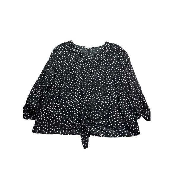 Beachlunchlounge Collection Abstract Polka Dot Top Size M Tie Front Black White - Picture 1 of 6